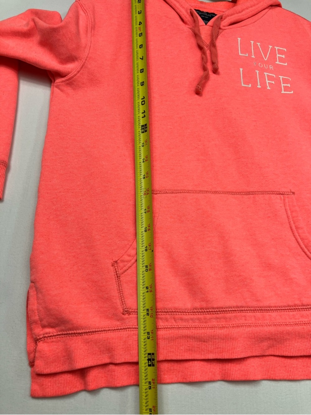 American Eagle 🦅 Bright Coral  'Live Your Life' Hoodie Med *DISCOUNTED SHIPPING - Picture 10 of 13